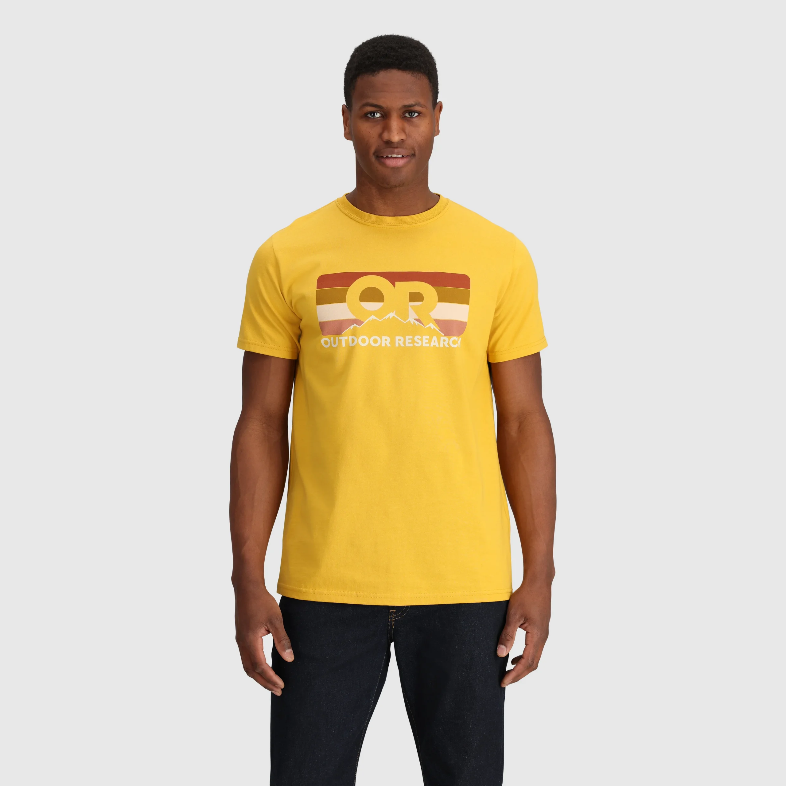 Outdoor Research OR Advocate Stripe Tee - Size S - Saffron/Bronze (Outlet)