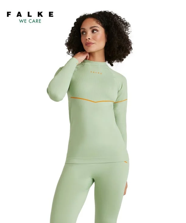 Falke Women Long Sleeved Shirt Max Warm – Quiet Green Snowflake