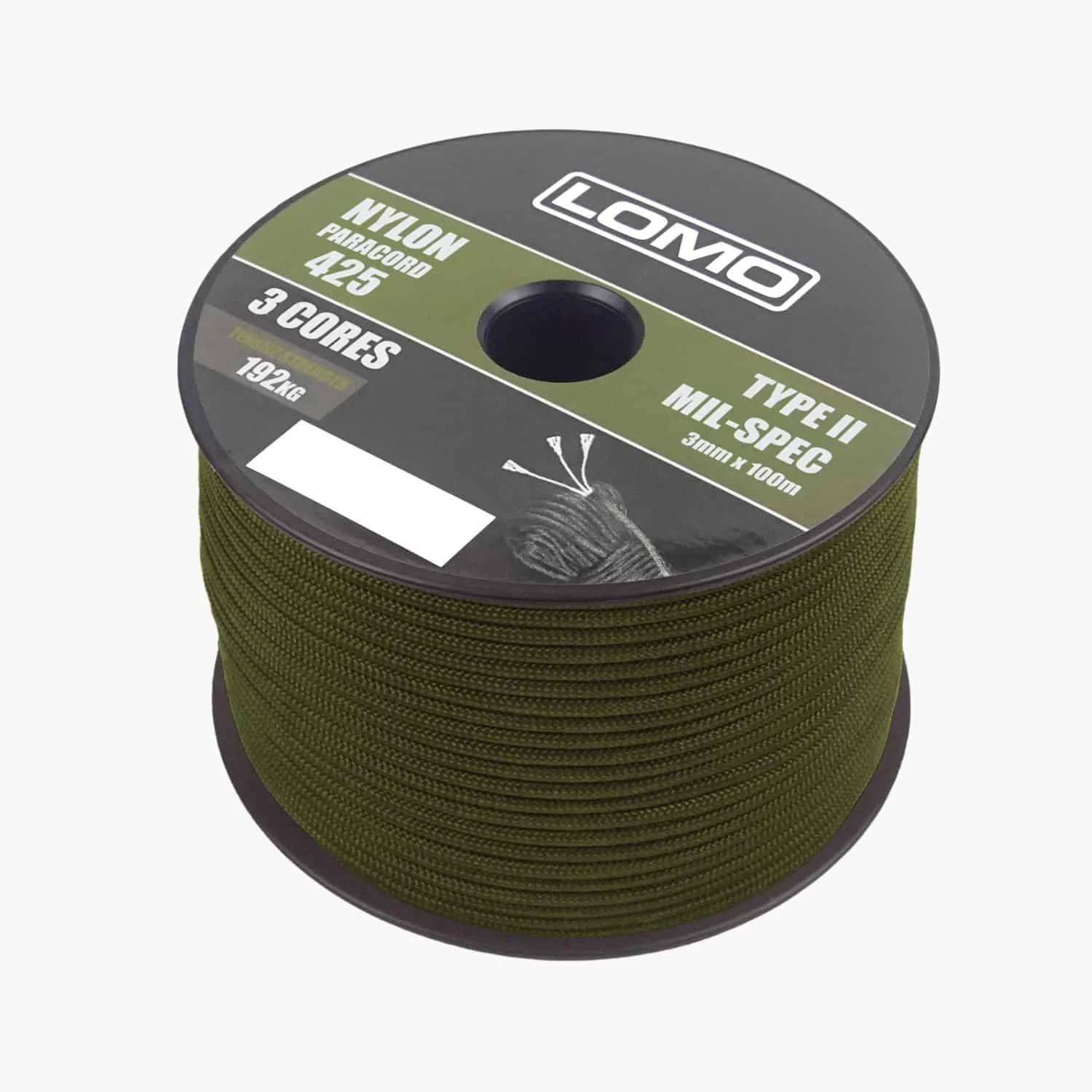3 Strand 425 Paracord – 100m Olive Green