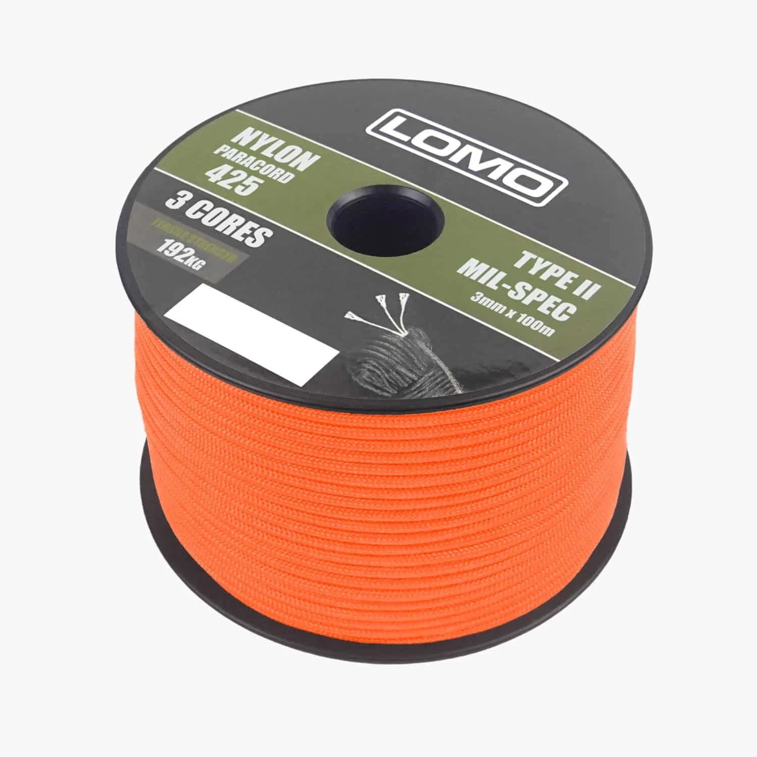 3 Strand 425 Paracord – 100m Orange
