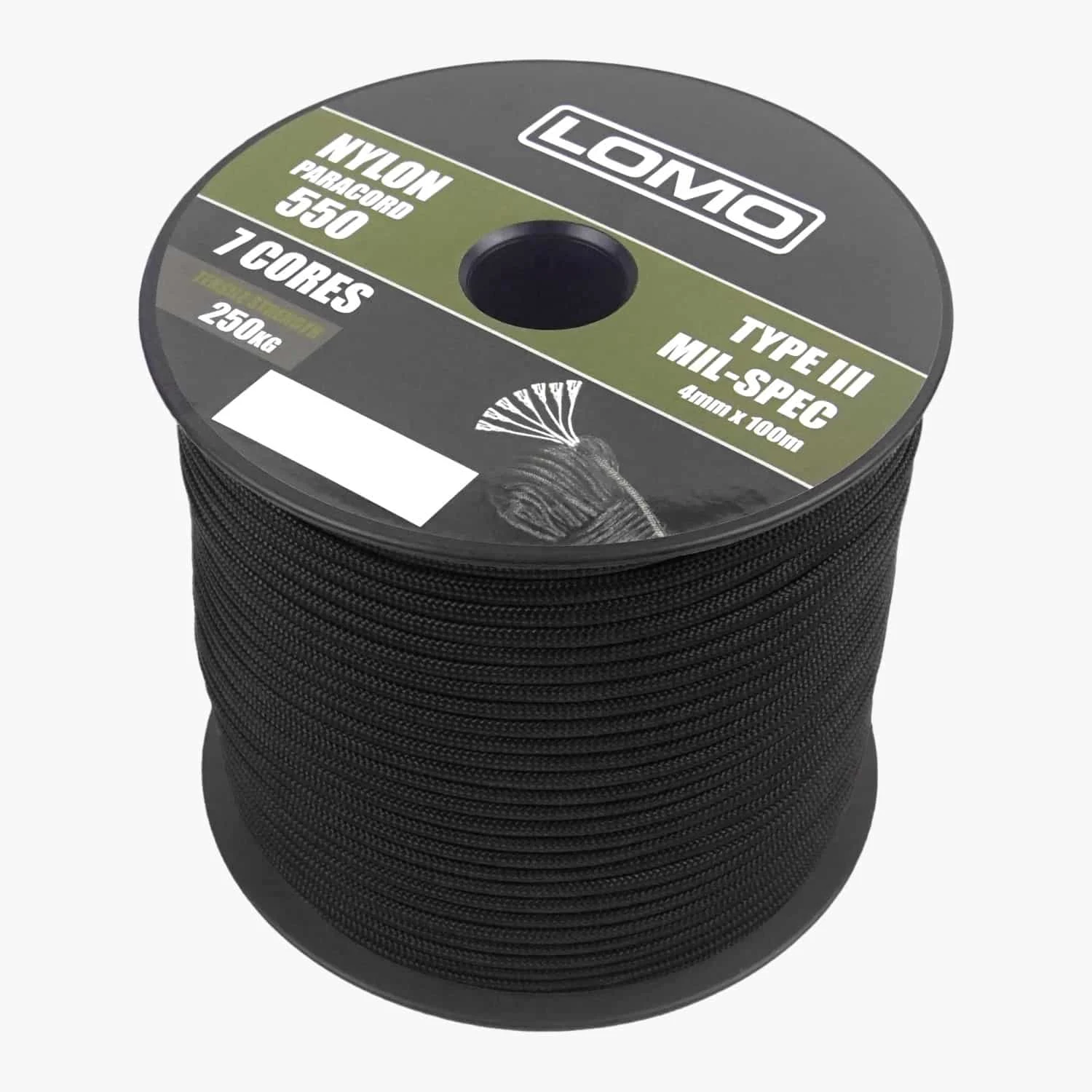 7 Strand 550 Paracord – 100m Black