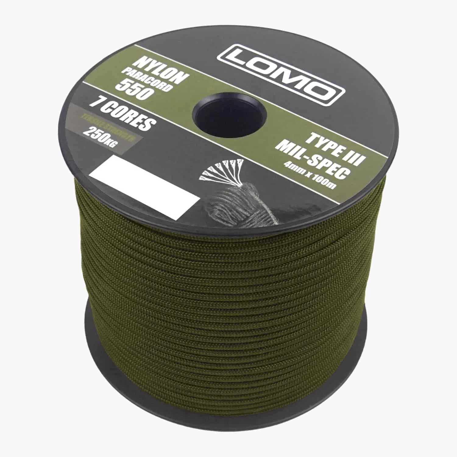 7 Strand 550 Paracord – 100m Olive Green