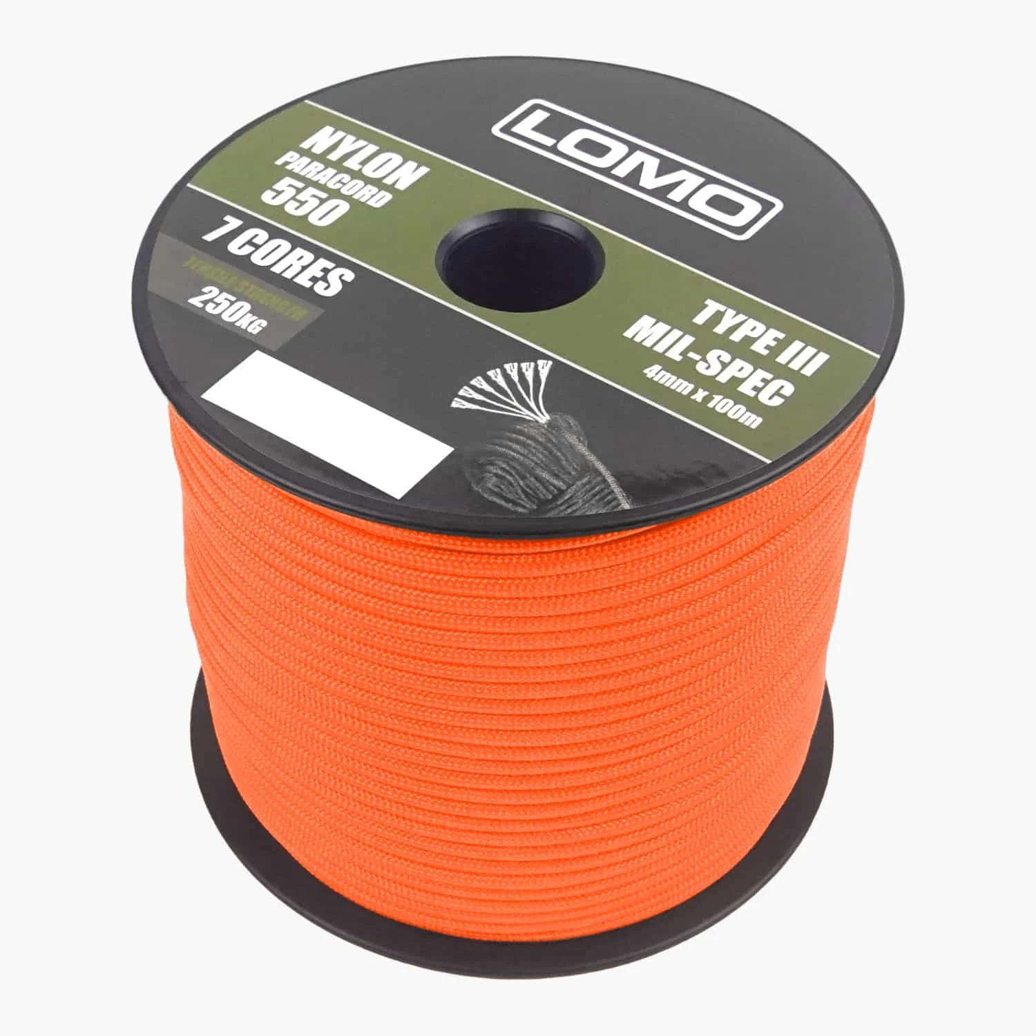 7 Strand 550 Paracord – 100m Orange