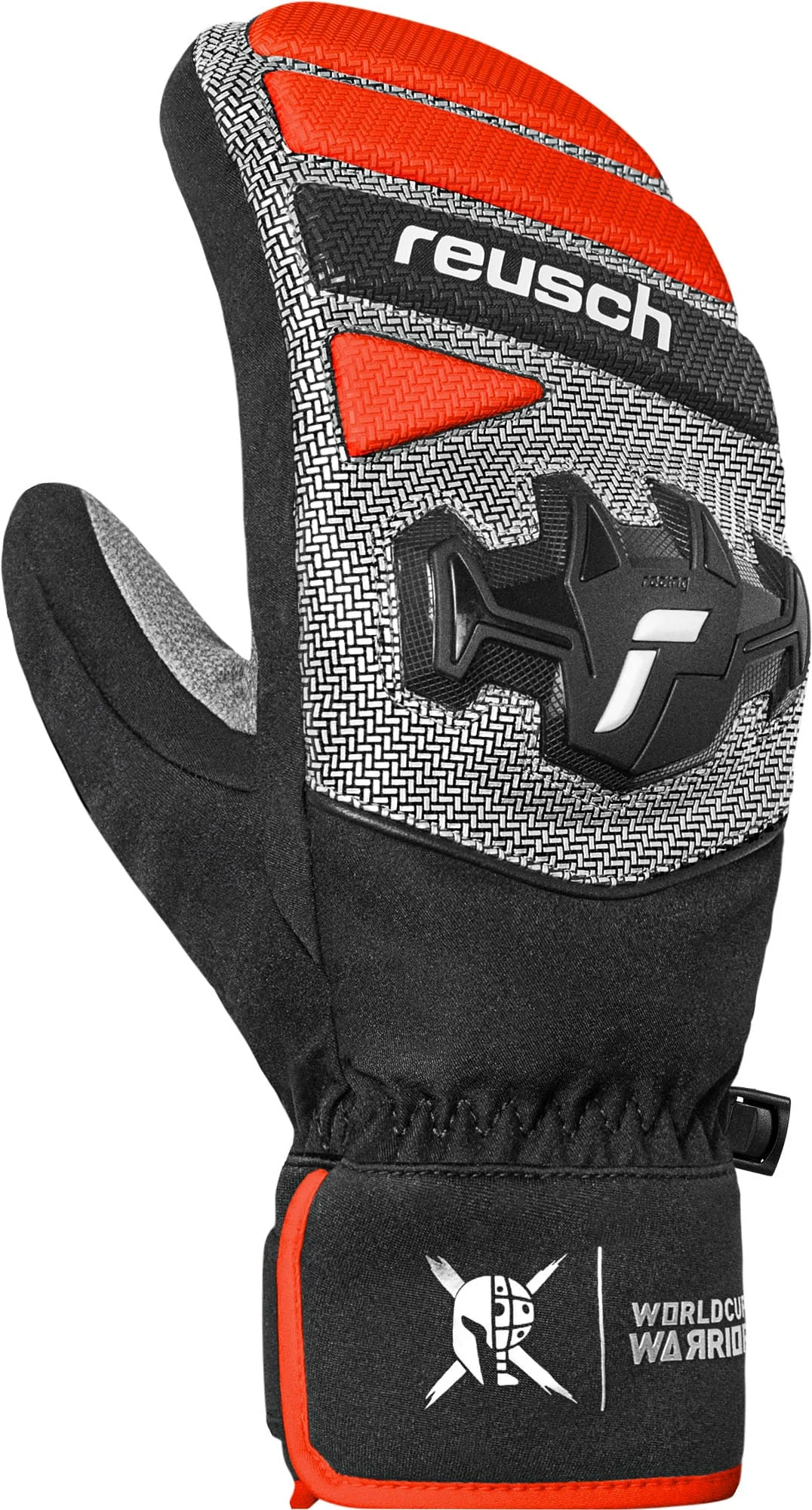 Reusch Worldcup Warrior GS Junior Mitten Black Silver Fluo Red