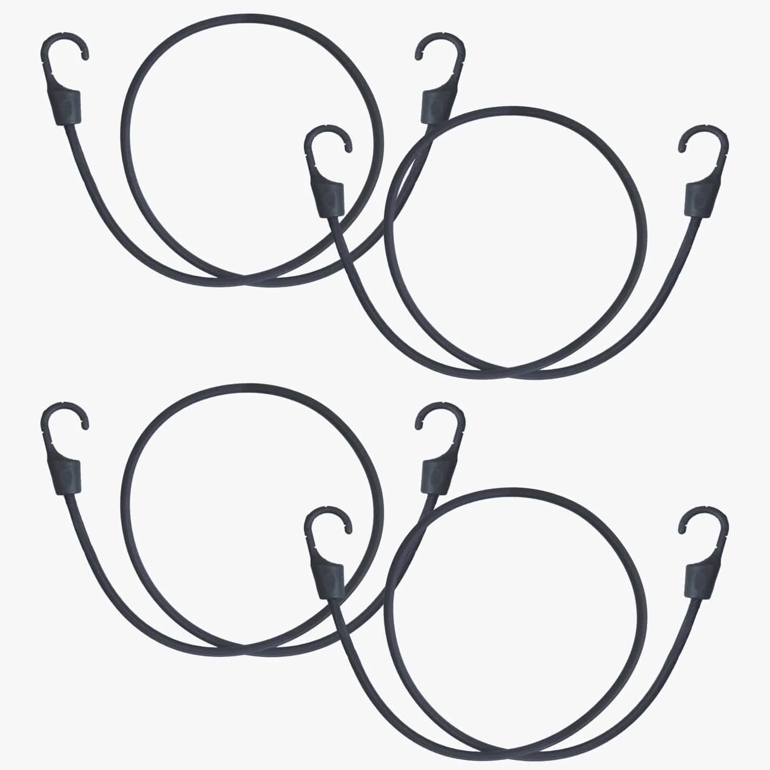 Bungees Black 8mm With Plastic Coated Clips 1M – 4 pack