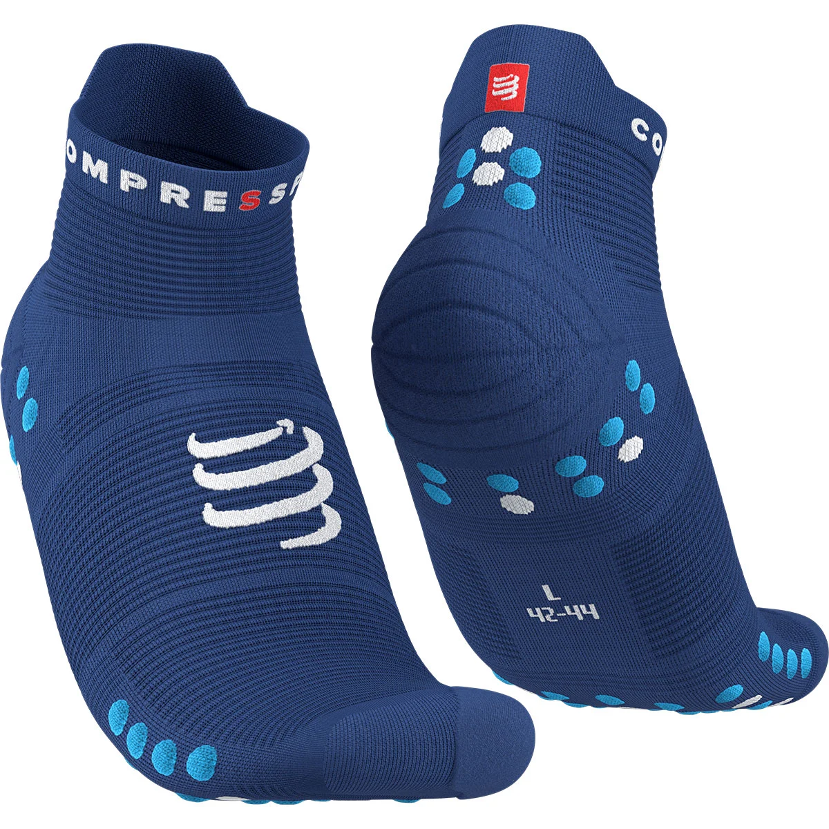 COMPRESSPORT PRO RACING SOCKS V4.0 RUN LOW SODALITE/FLUO BLUE  - Running socks