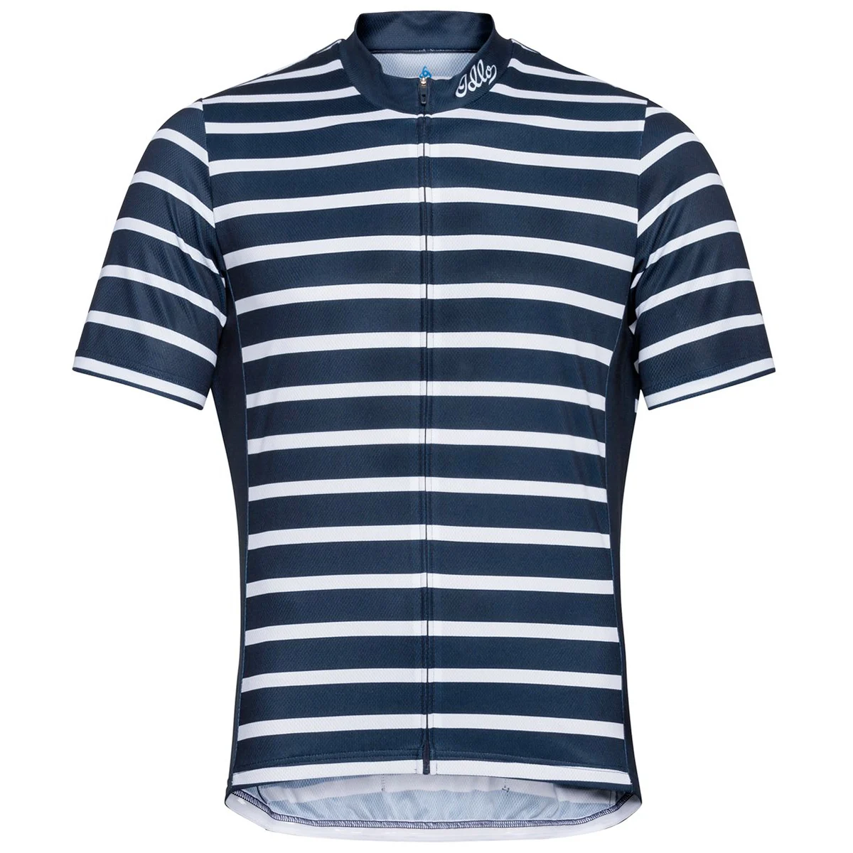 ODLO ESSENTIAL  PRINT STAND-UP COLLAR S/S FZ DARK SAPPHIRE/WHITE  - Cycling jersey