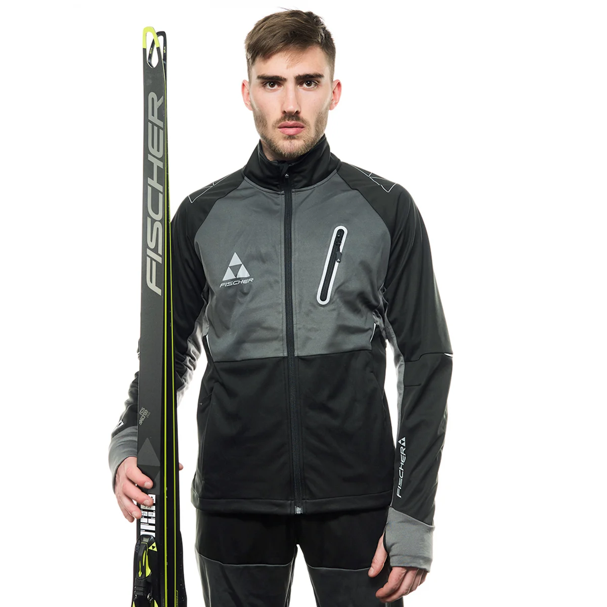 FISCHER ASARNA SOFTSHELL JACKET BLACK/ANTHRACITE  - Cross-country ski jacket
