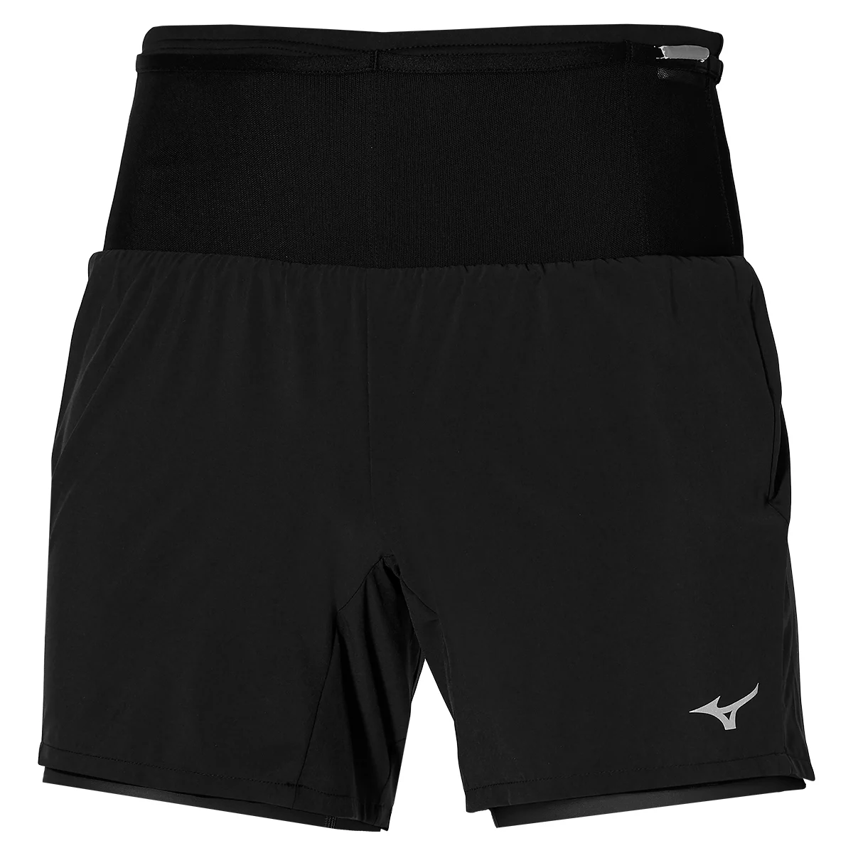 MIZUNO ACTIVE MULTIPOCKET 2IN1 SHORT BLACK  - Running shorts