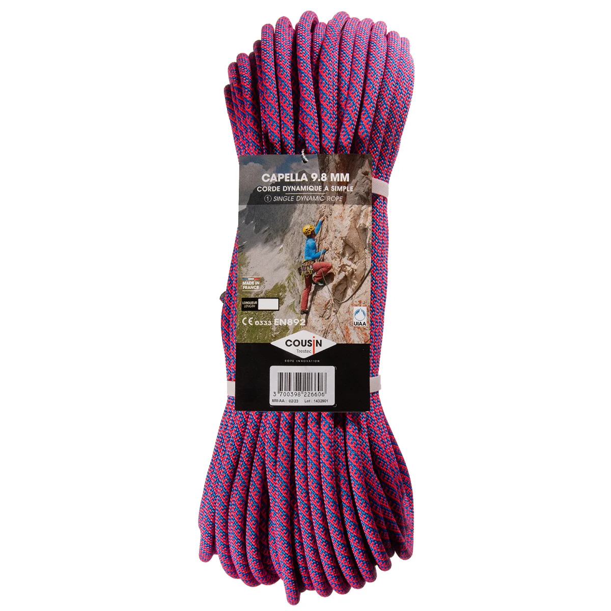 COUSIN CAPELLA 9.8MM x 60 PINK/BLUE IBISCUS  - Climbing rope