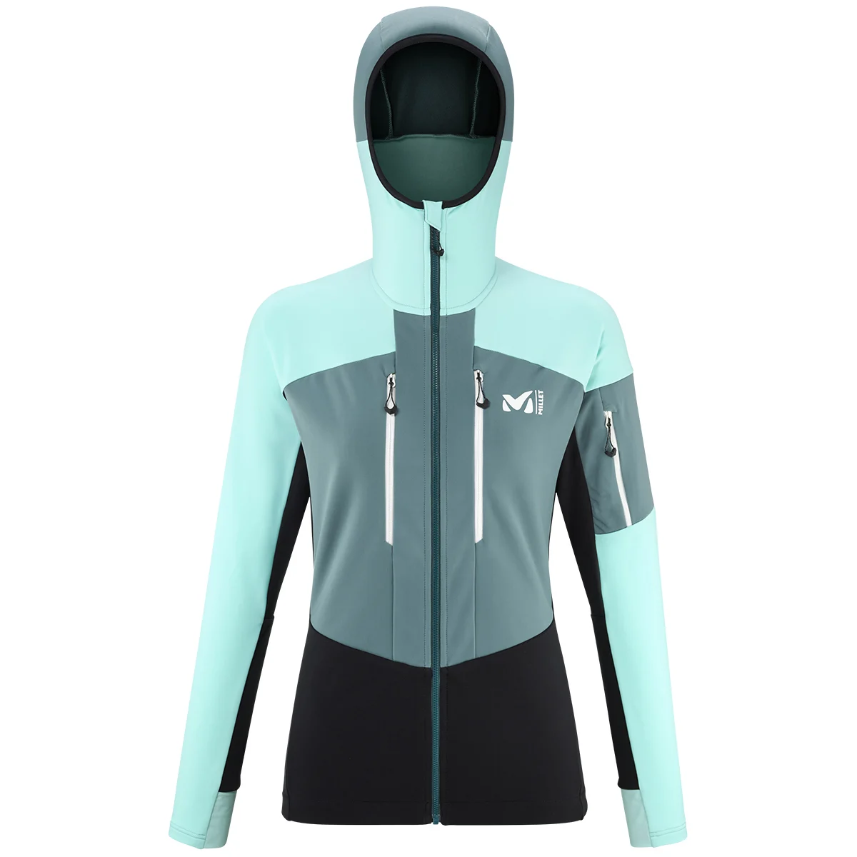 MILLET PIERRA MENT HOODIE W BLACK/ARUBA  - Softshell jacket