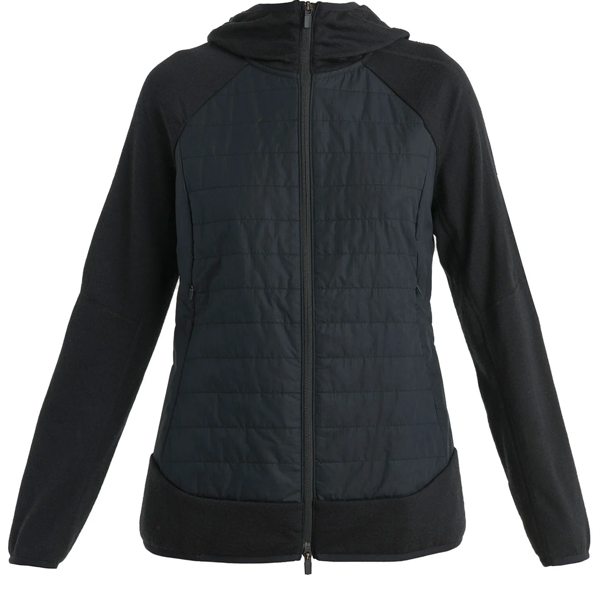 ICEBREAKER W MER QUANTUM HYBRID LS ZIP HOODIE BLACK  - Hiking fleece jacket