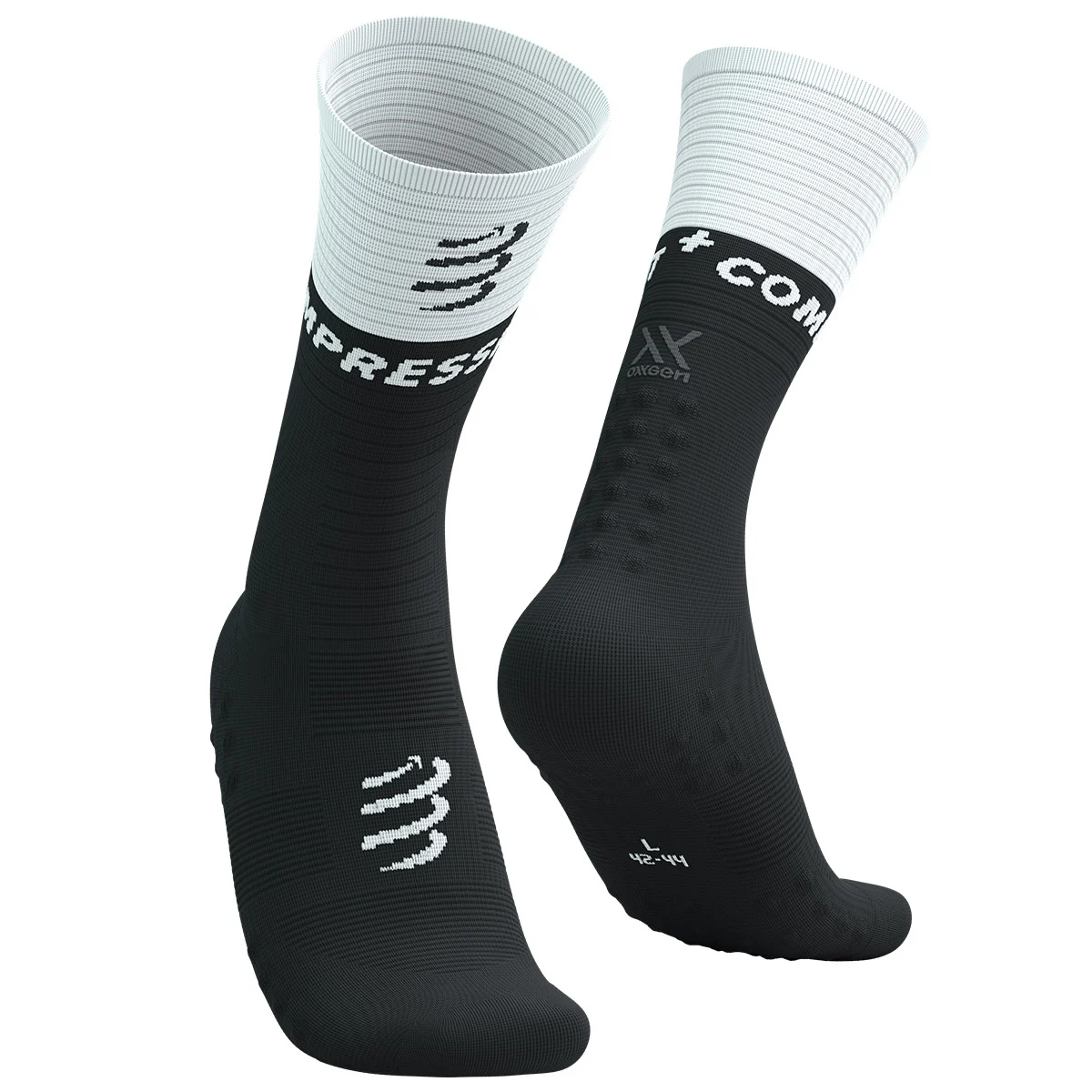 COMPRESSPORT MID COMPRESSION SOCKS V2.0 BLACK/WHITE  - Compression socks