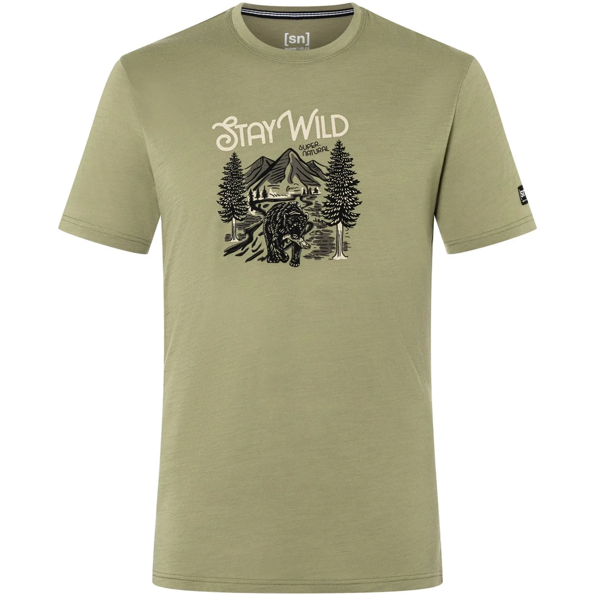 SUPER.NATURAL M BETTER A FISH THAN ME TEE ALOE/BLACK INK/SEMOLINA  - Hiking T-shirt