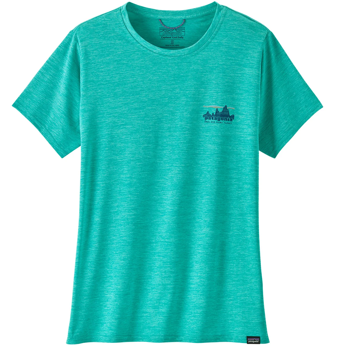PATAGONIA W'S CAP COOL DAILY GRAPHIC SHIRT '73 SKYLINE: SUBTIDAL BLUE X-DYE  - Hiking T-shirt