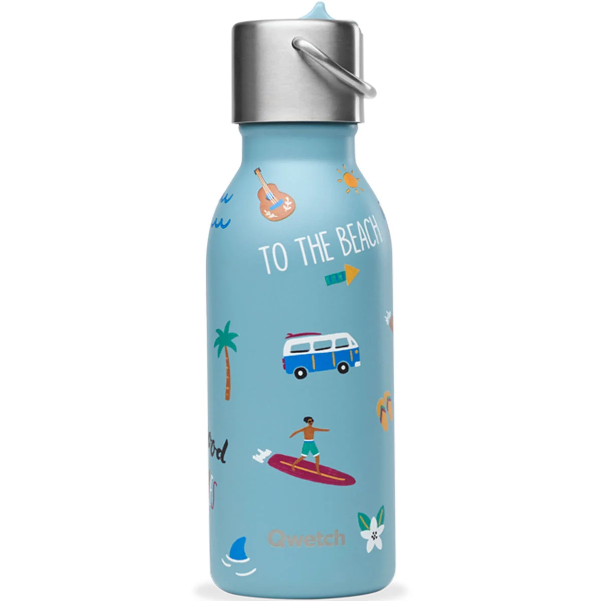 QWETCH INSULATED STAINLESS STEEL BOTTLE KIDS HONOLULU 350 ML STEEL BLUE  - Vacuum bottle