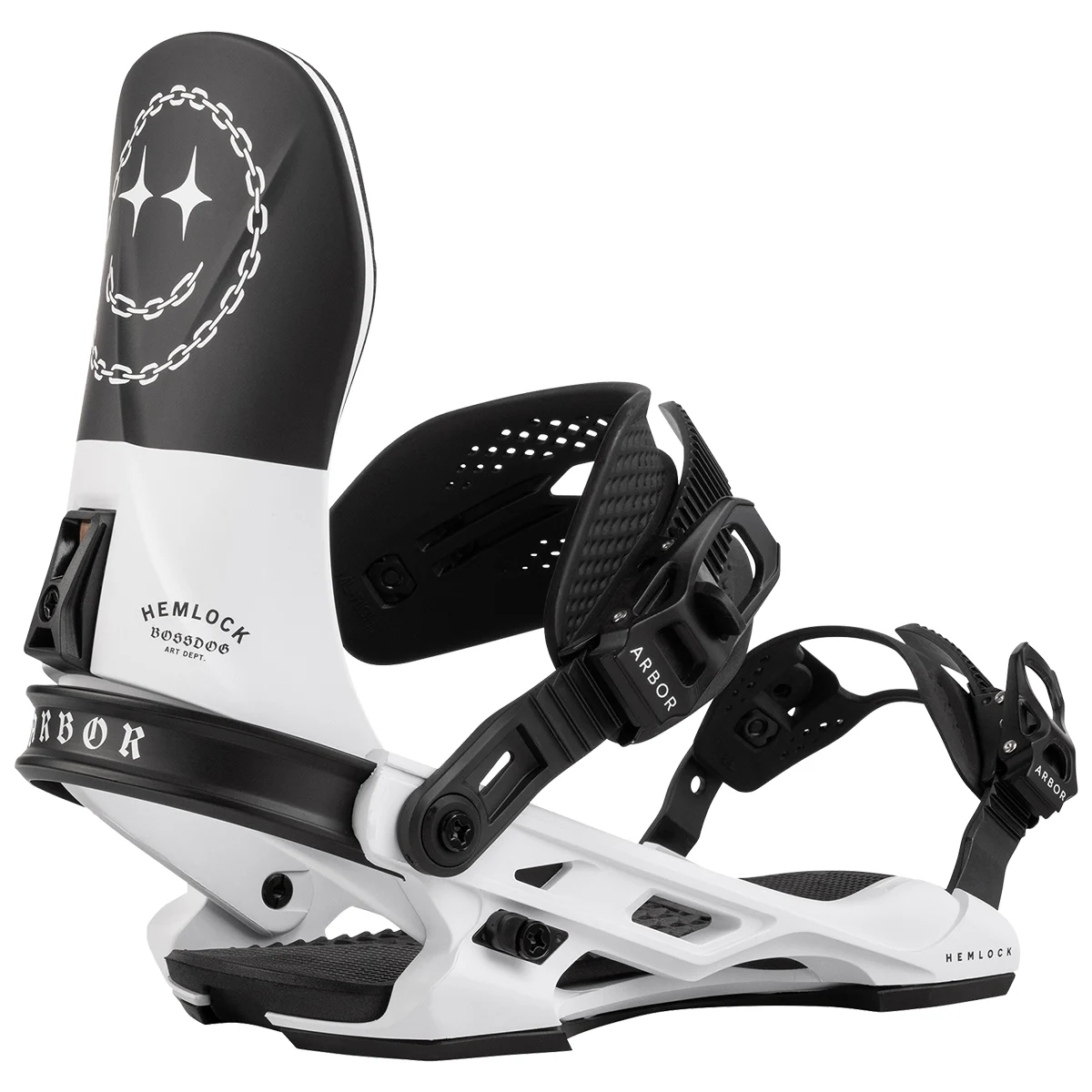 ARBOR HEMLOCK WHITE/BLACK BOSS DOG  - Snowboard bindings