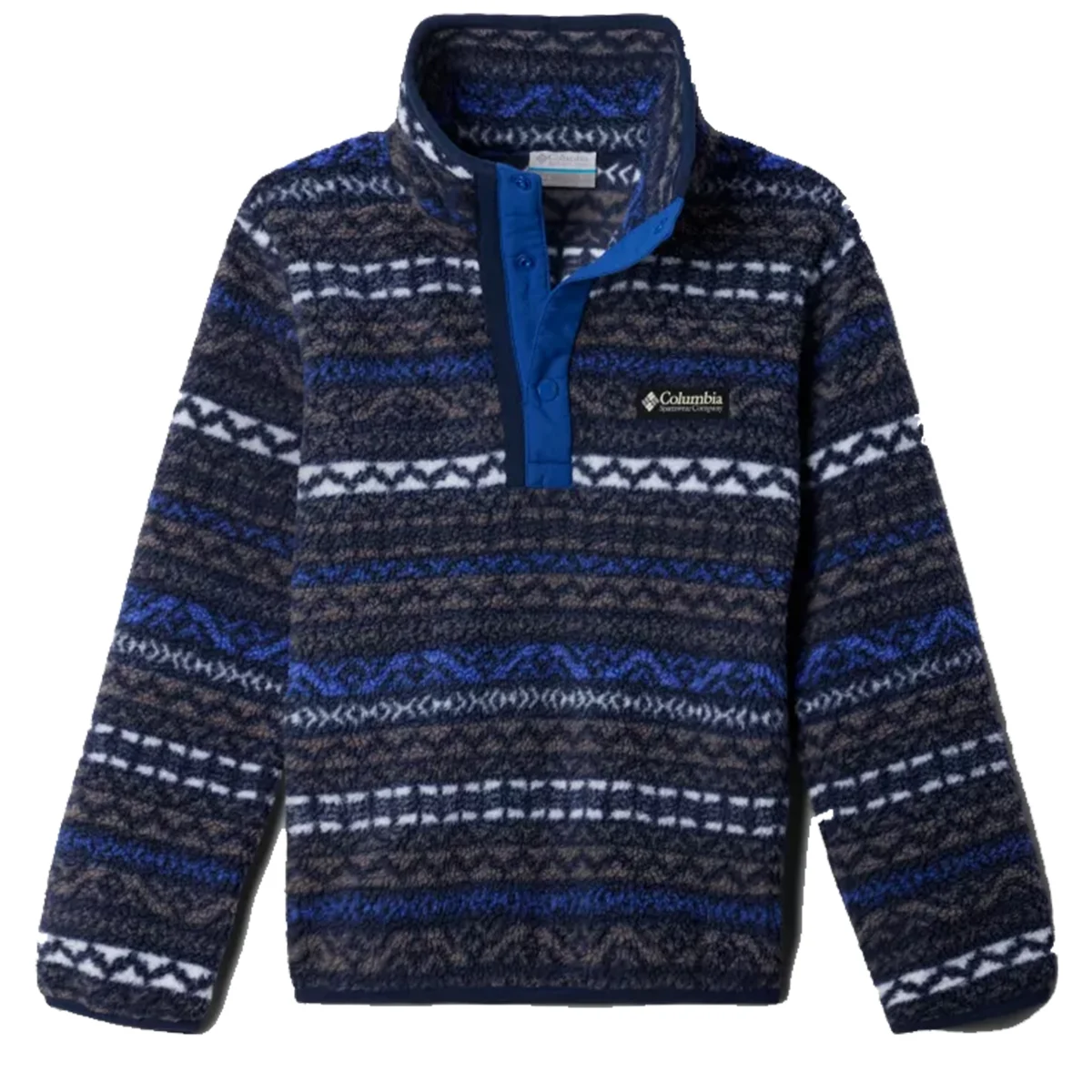 COLUMBIA HELVETIA II PRINTED HALF SNAP FLEECE COLUMBIA GREY MADRAS/MOUNTAIN BLUE/COLLEGIATE NAVY BINDING  - Fleece