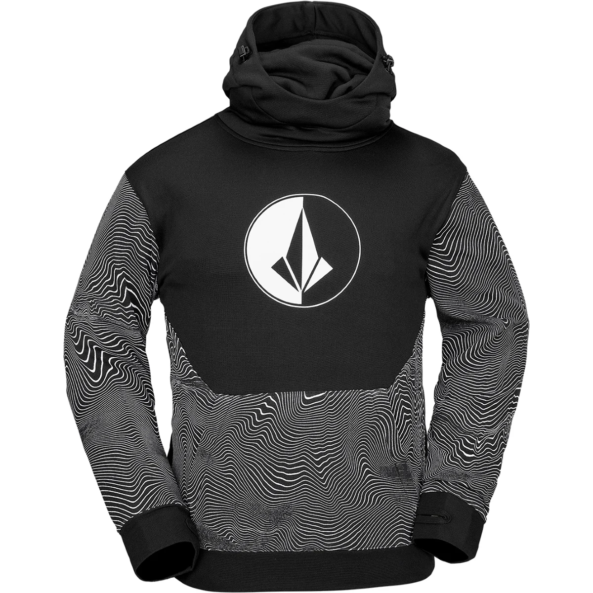 VOLCOM HYDRO RIDING HOODIE BLACK PRINT  - Snowboard fleece jacket