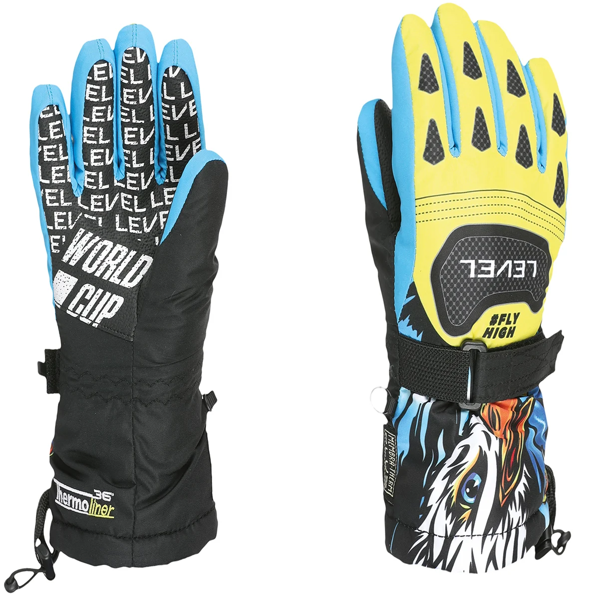 LEVEL JUNIOR GLOVE JAUNE-BLEU  - Ski gloves