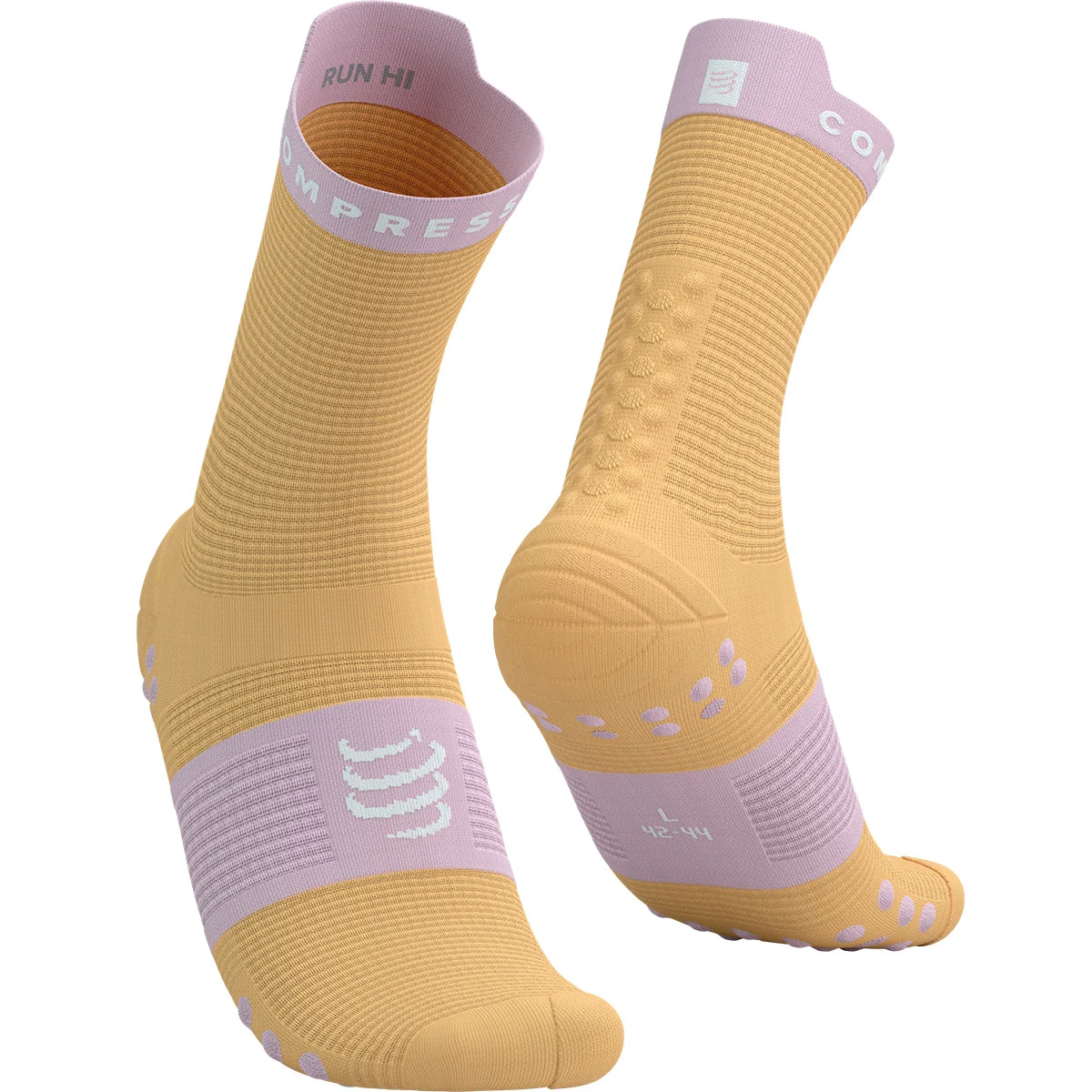 COMPRESSPORT PRO RACING SOCKS V4.0 RUN HIGH BUFF BUFF ORANGE/ROSEATE  - Running socks