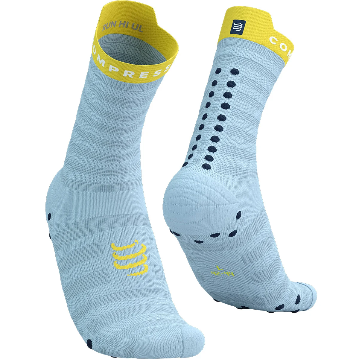 COMPRESSPORT PRO RACING SOCKS V4.0 ULTRALIGHT RUN HIGH CASHMERE BLUE/MAIZE  - Running socks