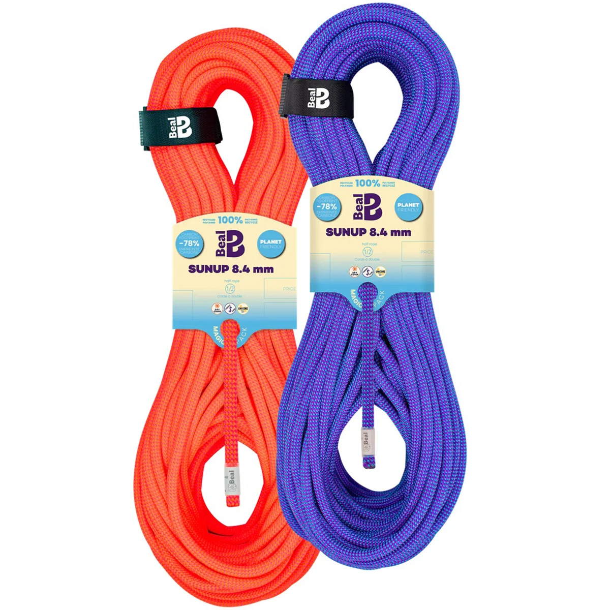 BEAL SUNUP 8.4MM 2X50M PURPLE/ORANGE  - Mountaineering rope