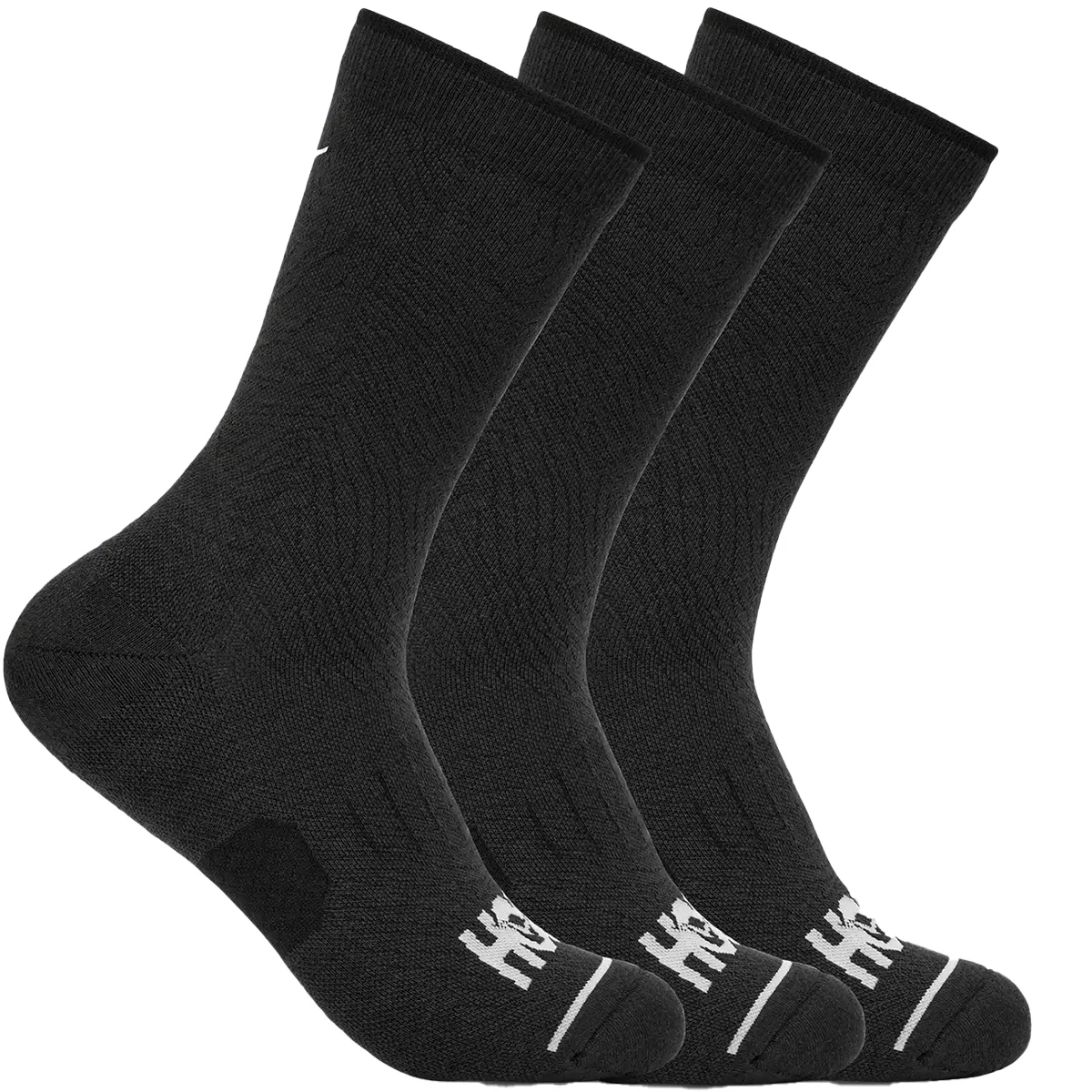 HOKA ONE ONE CREW RUN SOCK 3-PACK BLACK/BLACK/BLACK  - Running socks