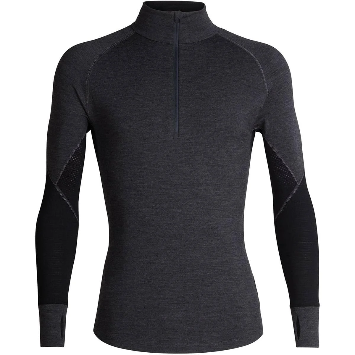 ICEBREAKER MENS 260 ZONE LS HALF ZIP JET HEATHER/BLACK  - Thermal T-shirt