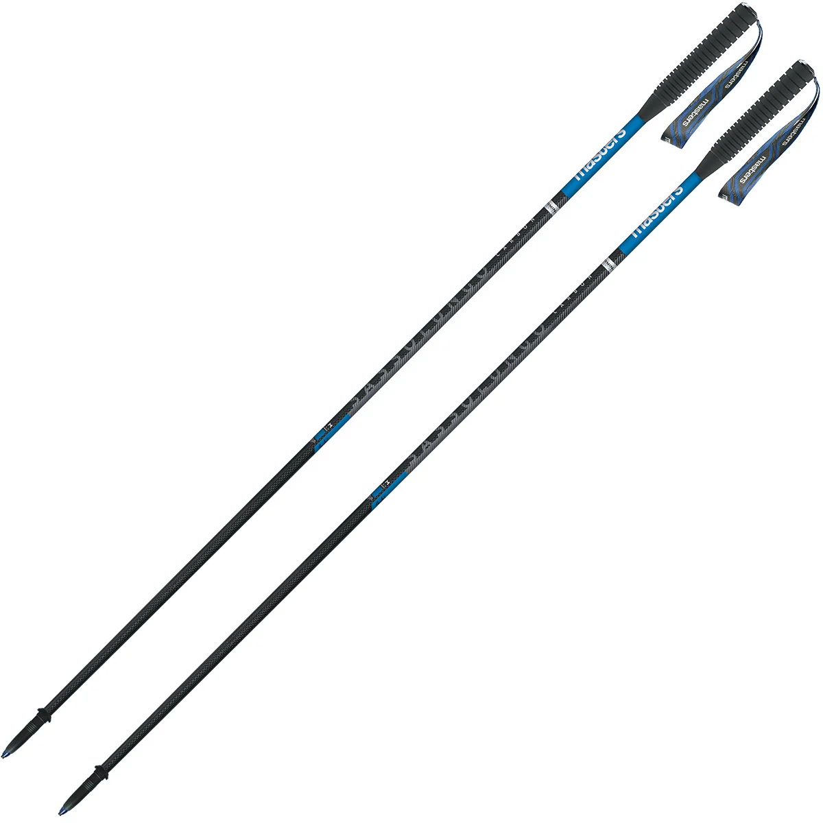 MASTERS SASSOLUNGO CARBON ANTHRACITE/BLUE  - Trail running pole