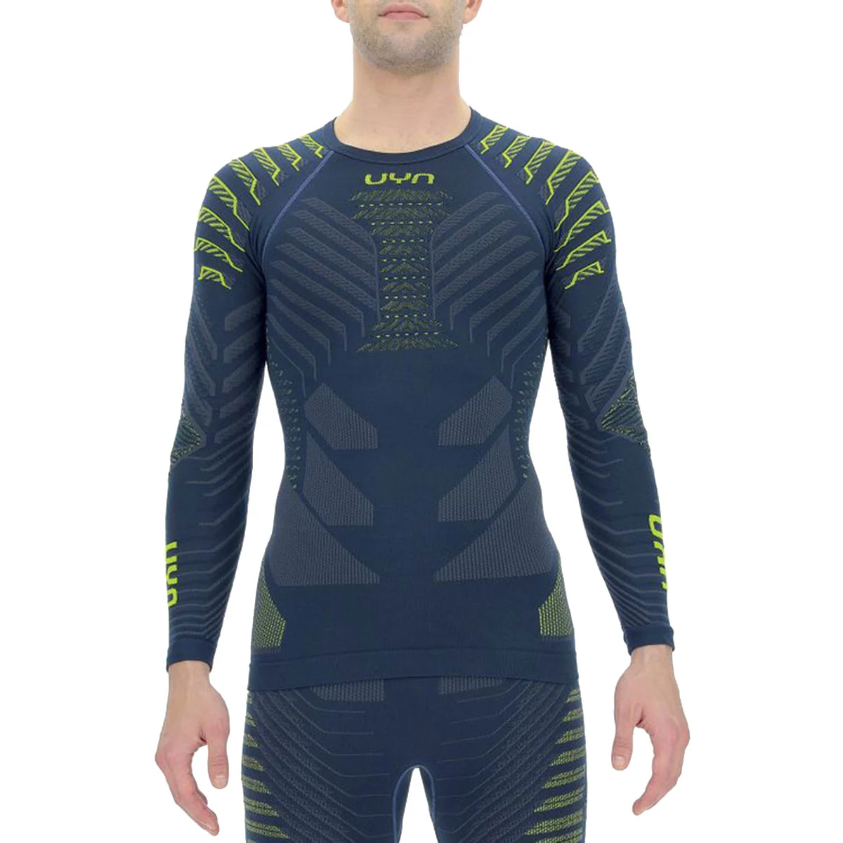 UYN MAN RESILYON UW SHIRT LG_SL.ROUND NECK DARK BLUE/YELLOW  - Thermal T-shirt