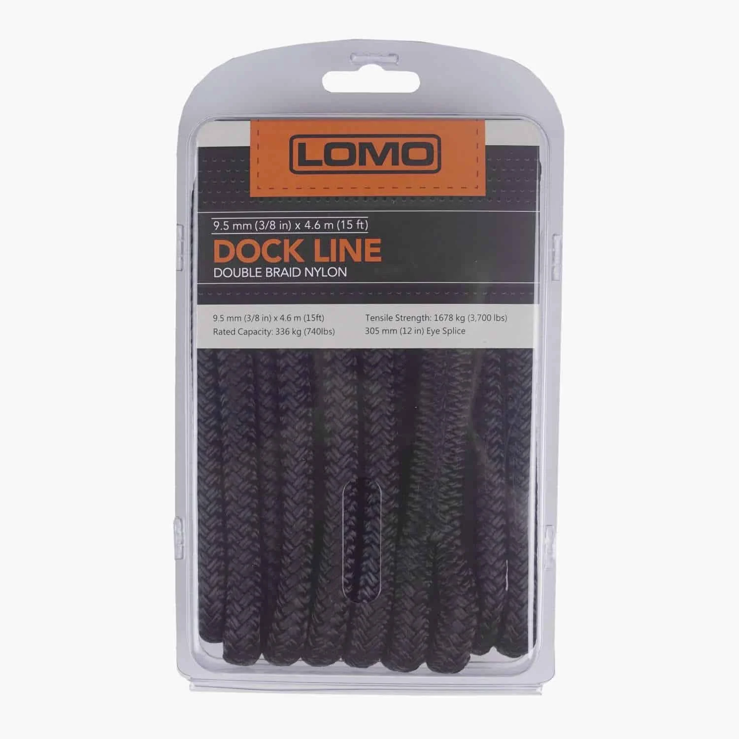 Dock Line / Mooring Line, 9.5mm x 4.6m Double Braided Nylon Rope – Black