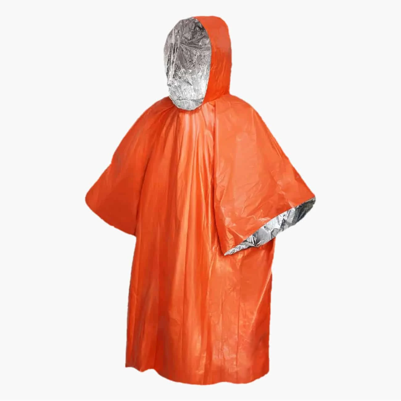 Orange Reflective Emergency Foil Poncho