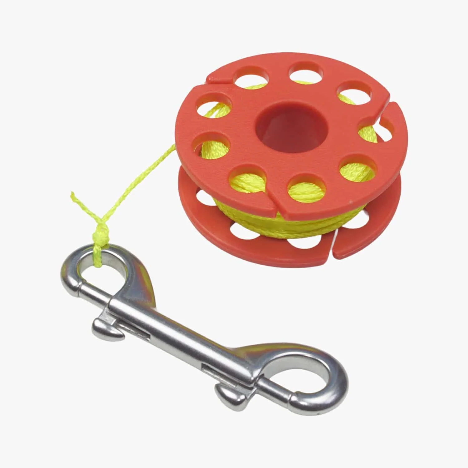 Compact Dive Finger Reel – 15m / 50′ Red With Yellow Cord