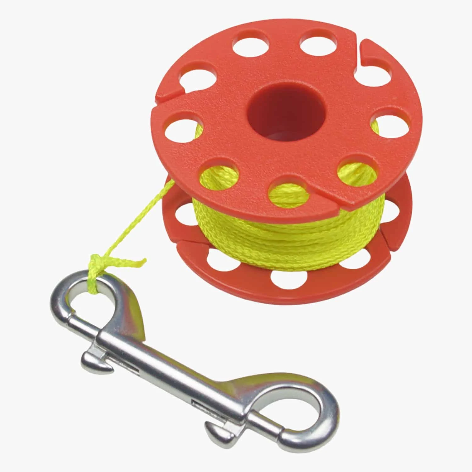 Compact Dive Finger Reel – 30m / 100′ Red With Yellow Cord