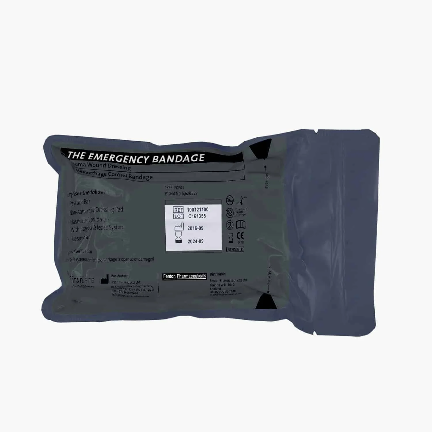 Israeli Bandage – Emergency Bandage with Pressure Bar – 4 Inch, Green