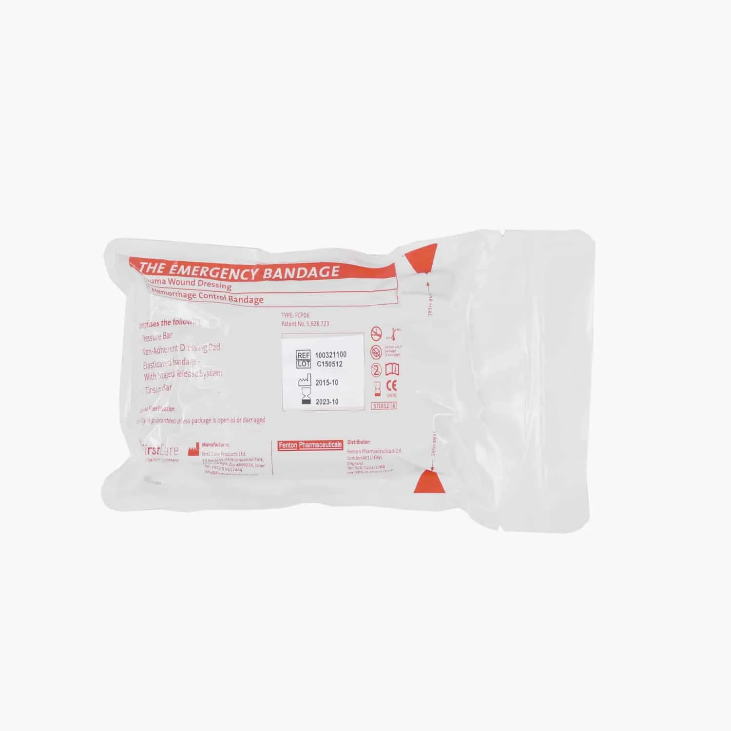 Israeli Bandage – Emergency Bandage with Pressure Bar – 4 Inch, White