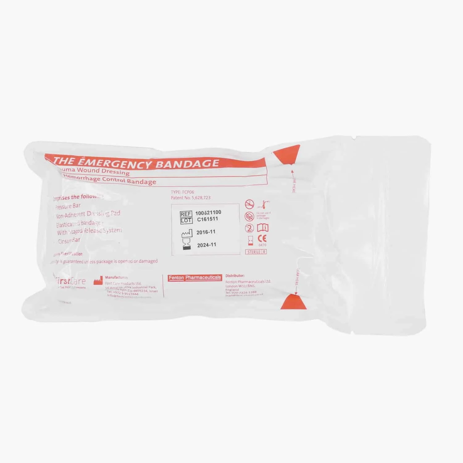 Israeli Bandage – Emergency Bandage with Pressure Bar – 6 Inch, White