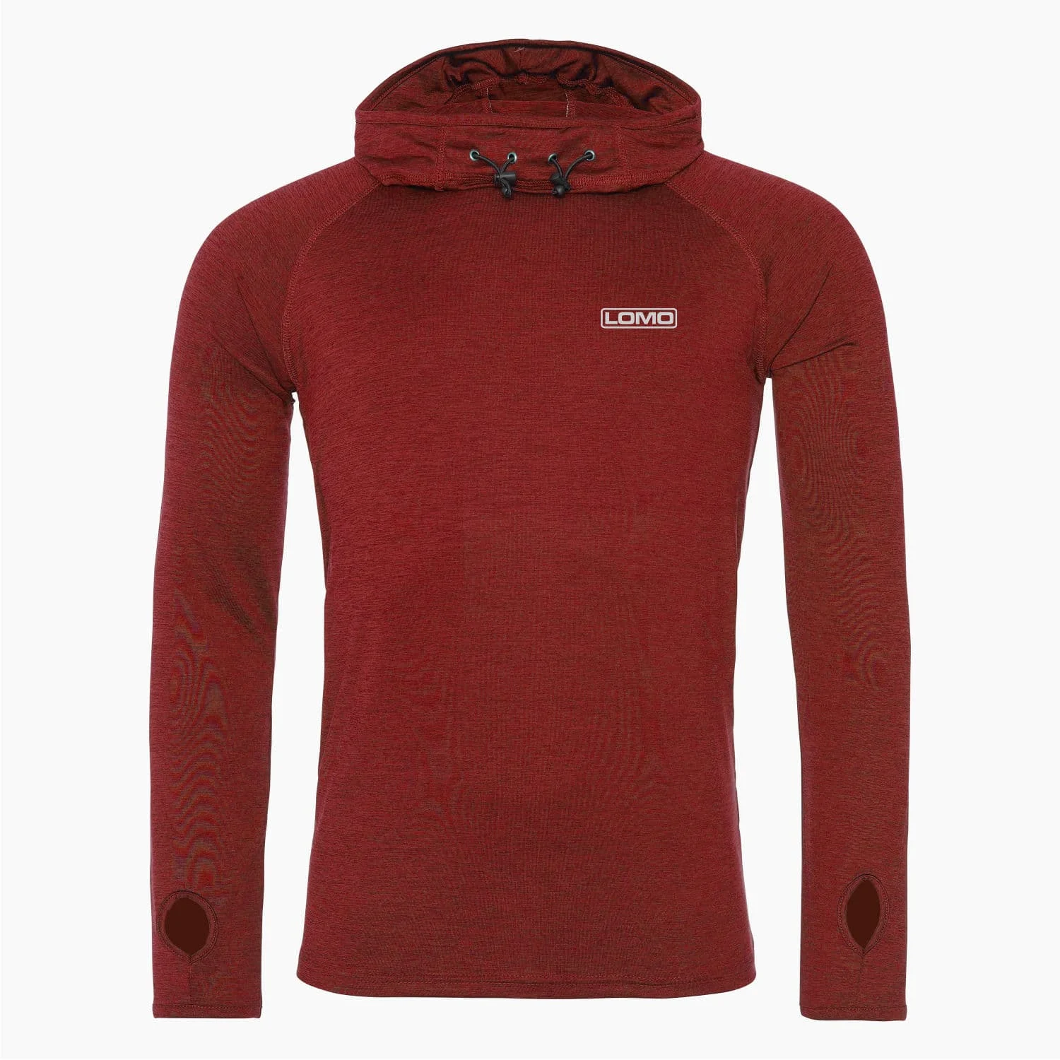Long Sleeve Running / Training Hooded Top – Red Melange