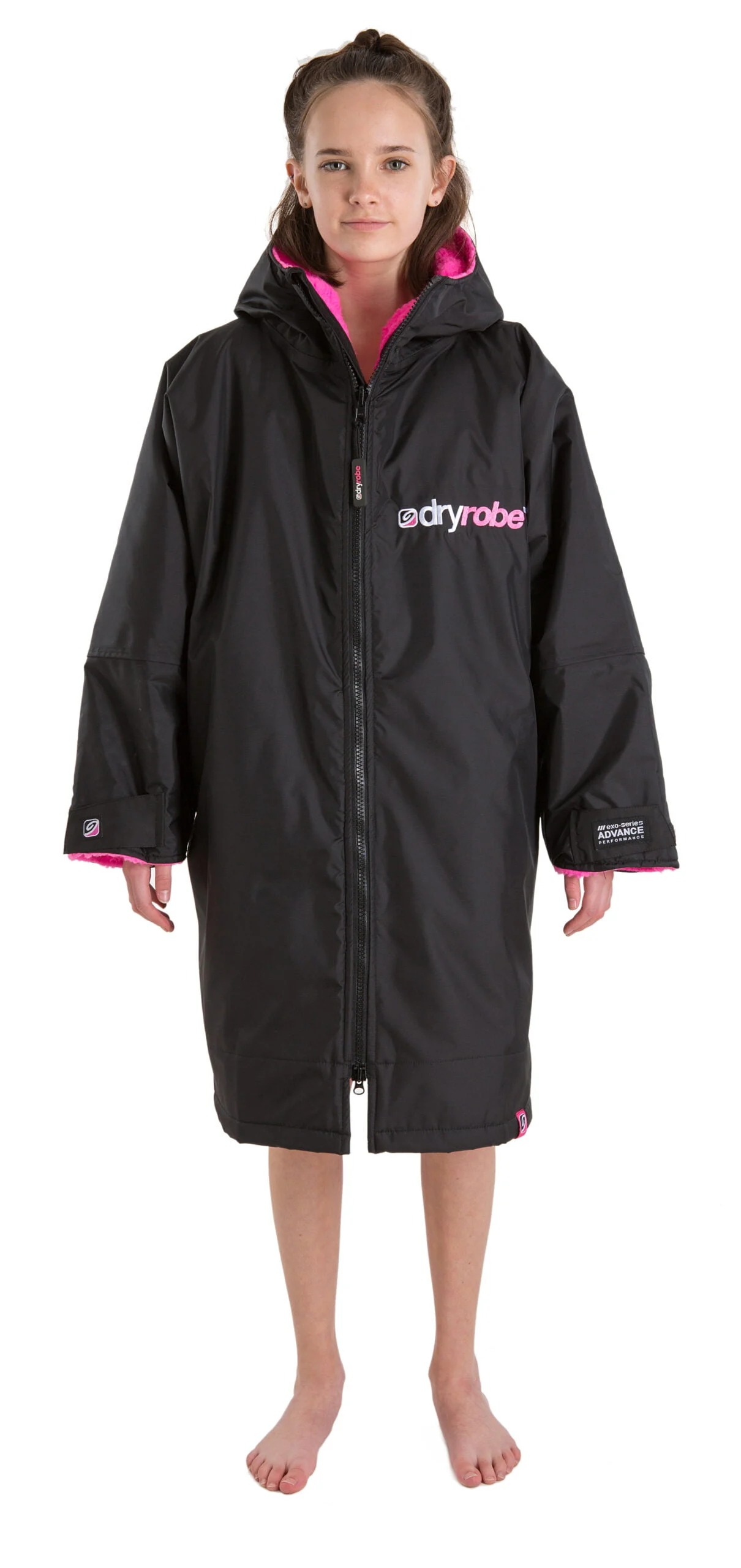 DryRobe Advance Long Sleeve Kids – Black/Pink 10-13Yrs