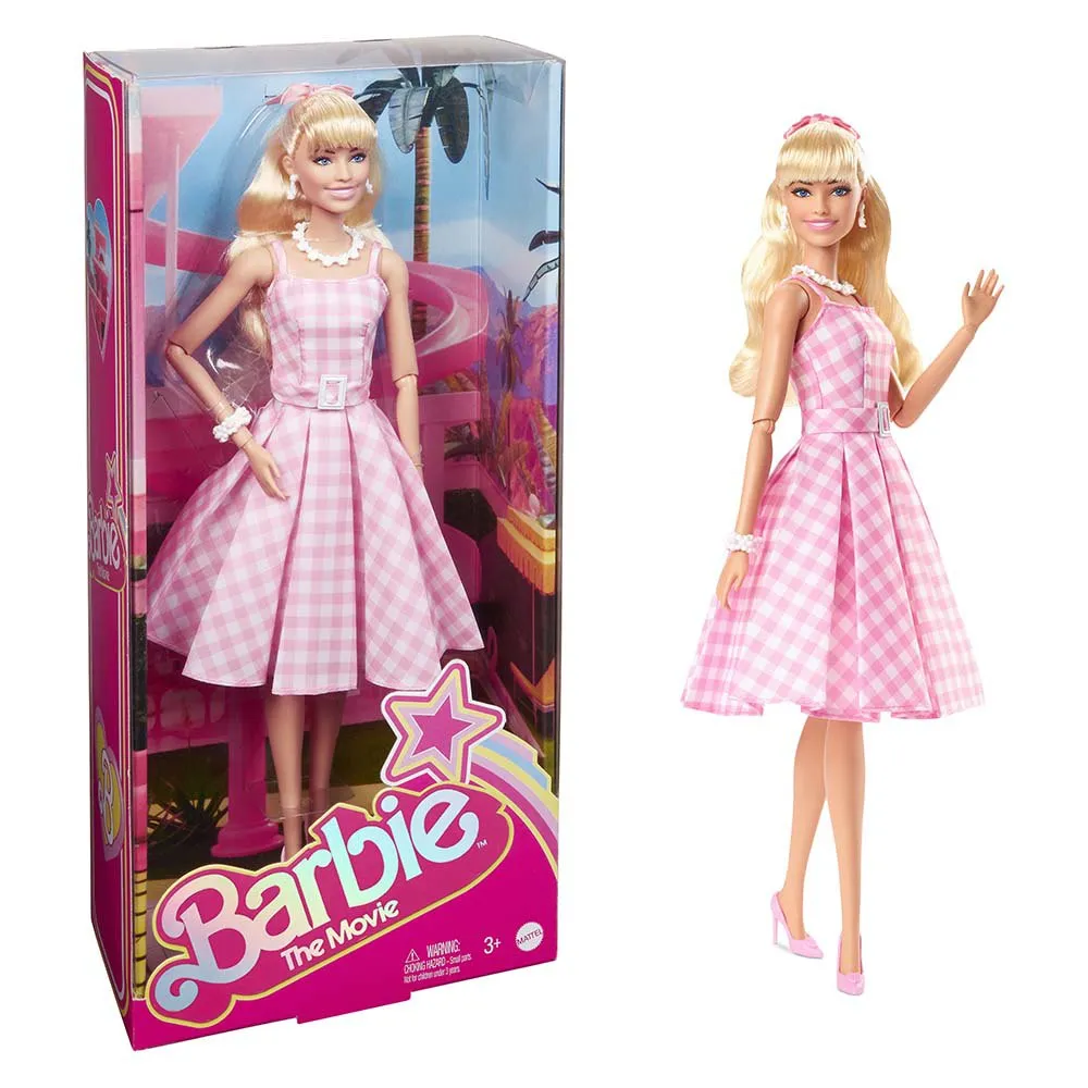 Barbie Margot Robbie As Collectible Signature From The Movie In Vintage Plaid Dress doll