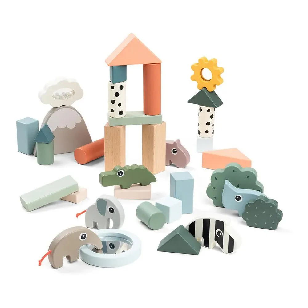 Done By Deer Friends Wood Blocks Set Of 34 pieces