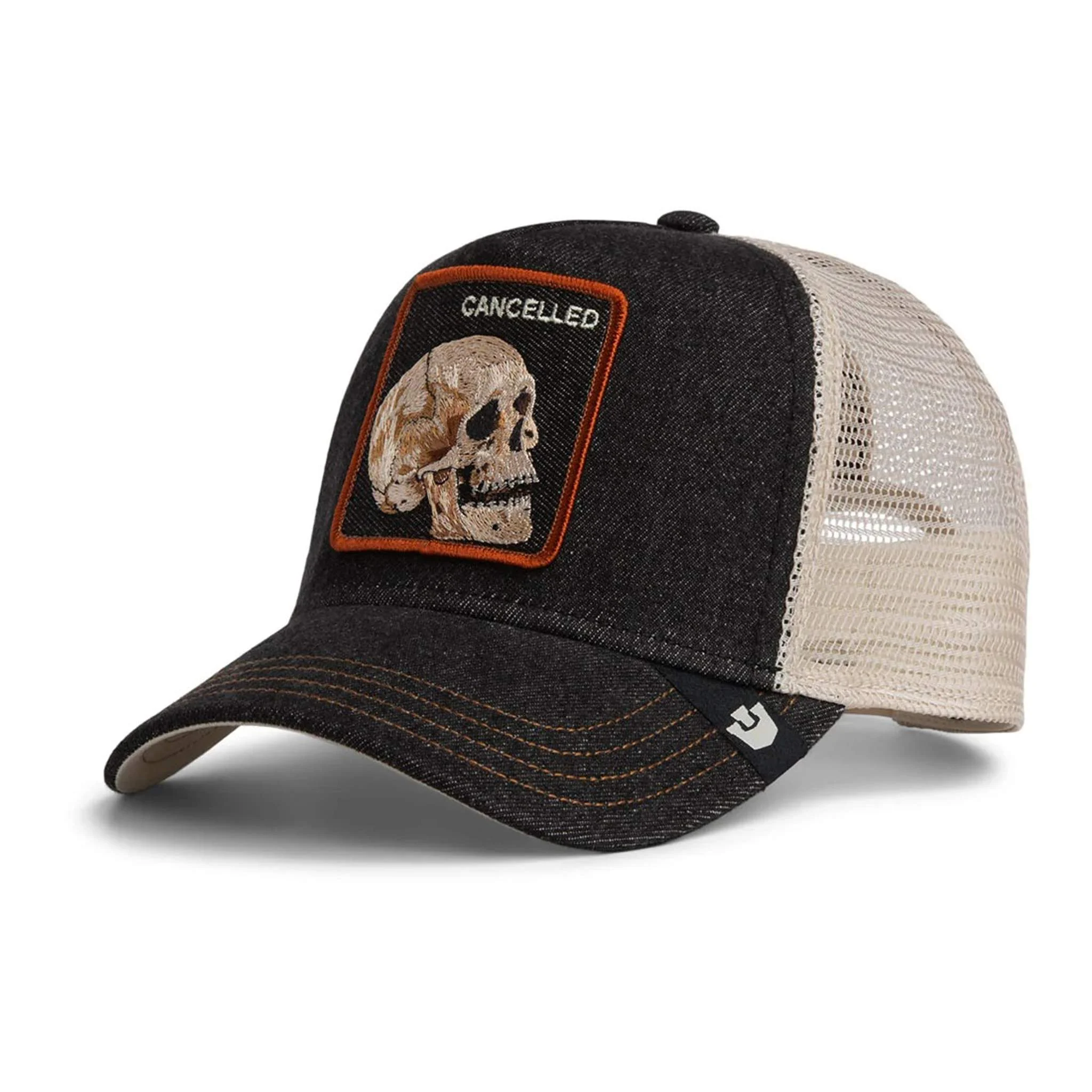 Denim Skull Trucker Hat