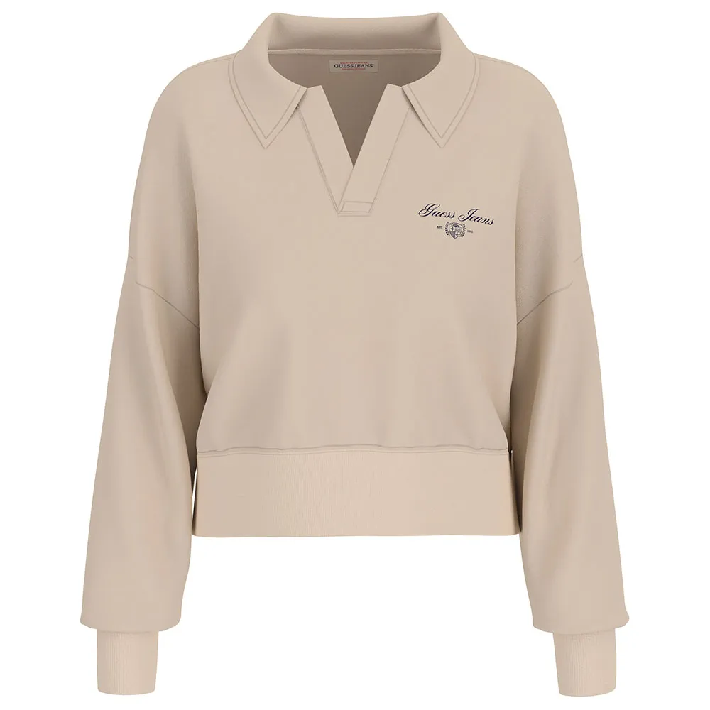Guess Jeans Notched Collar Crop sweatshirt