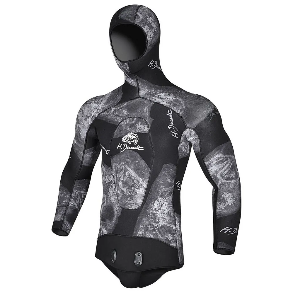 H.dessault By C4 Black Side 5 mm spearfishing jacket