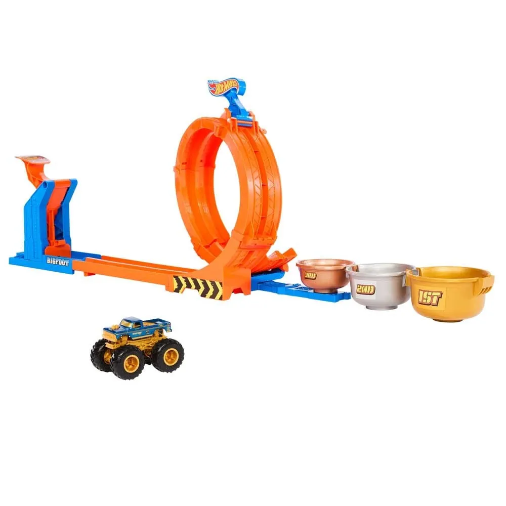 Hot Wheels Bigfoot Challenge Trophy Car Track