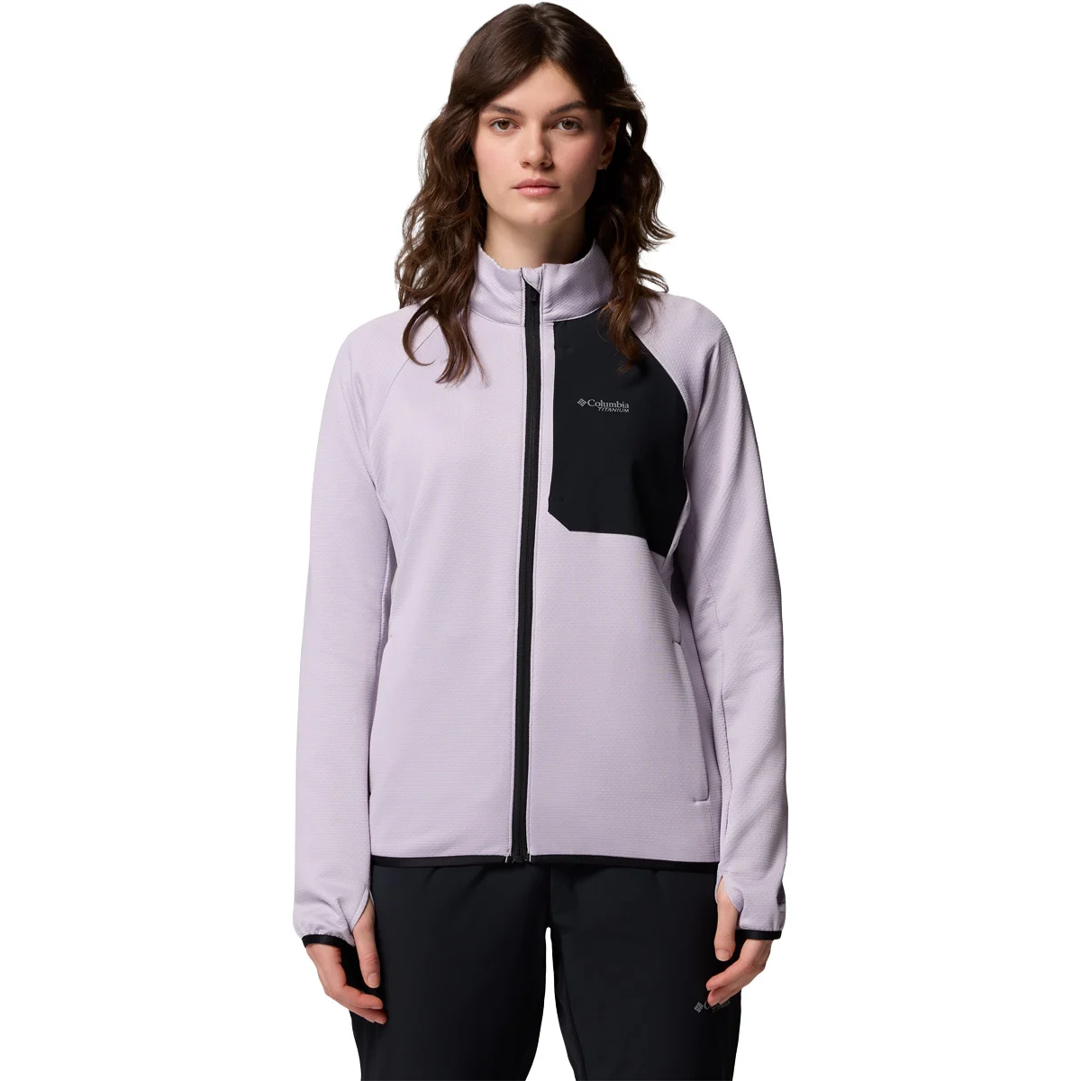 COLUMBIA TRIPLE CANYON GRID FLEECE FZ W LAVENDER PEARL / BLACK  - Hiking fleece jacket