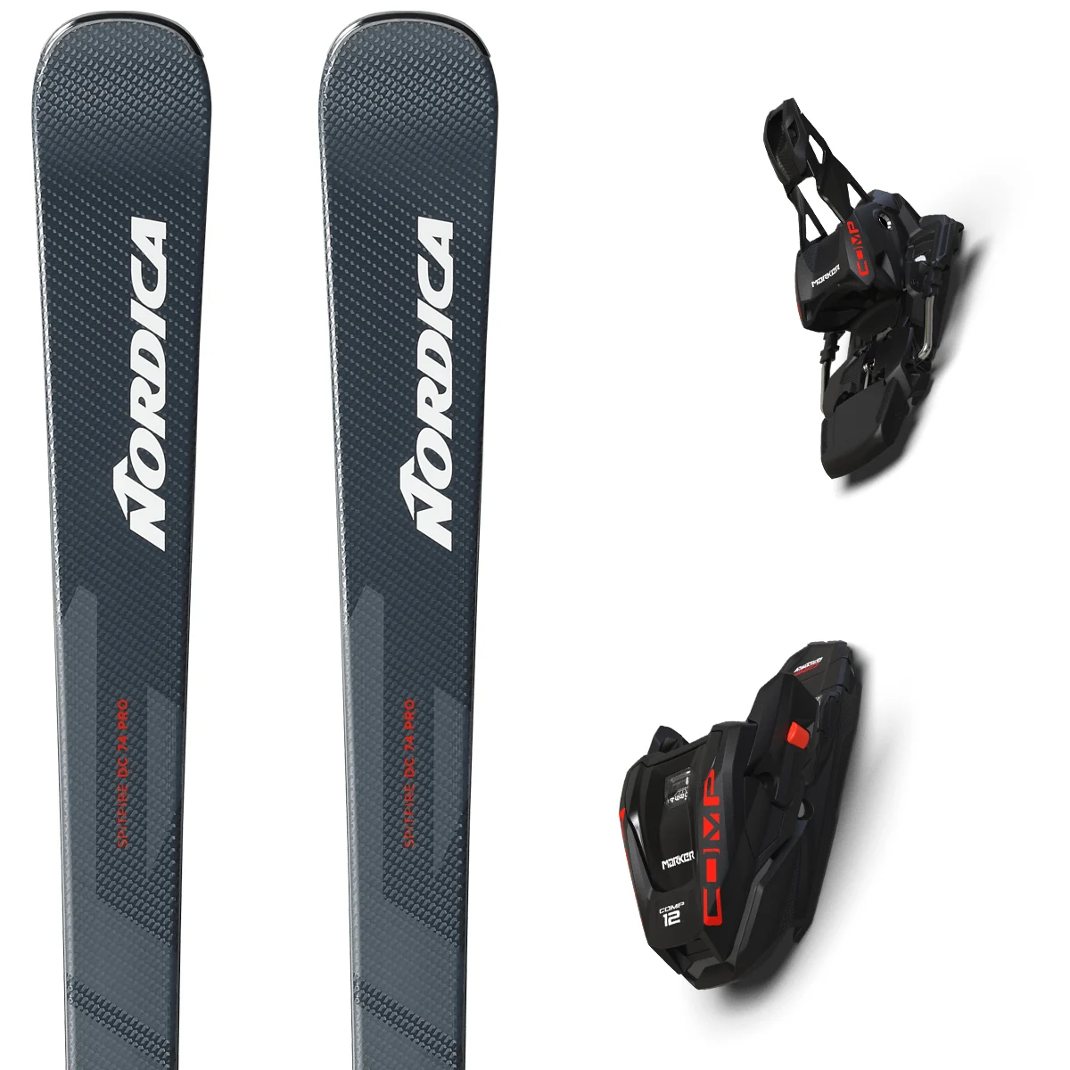 NORDICA SPITFIRE DC 74 PRO + COMP12 FDT GREY BLUE/WHITE  - Alpine ski set