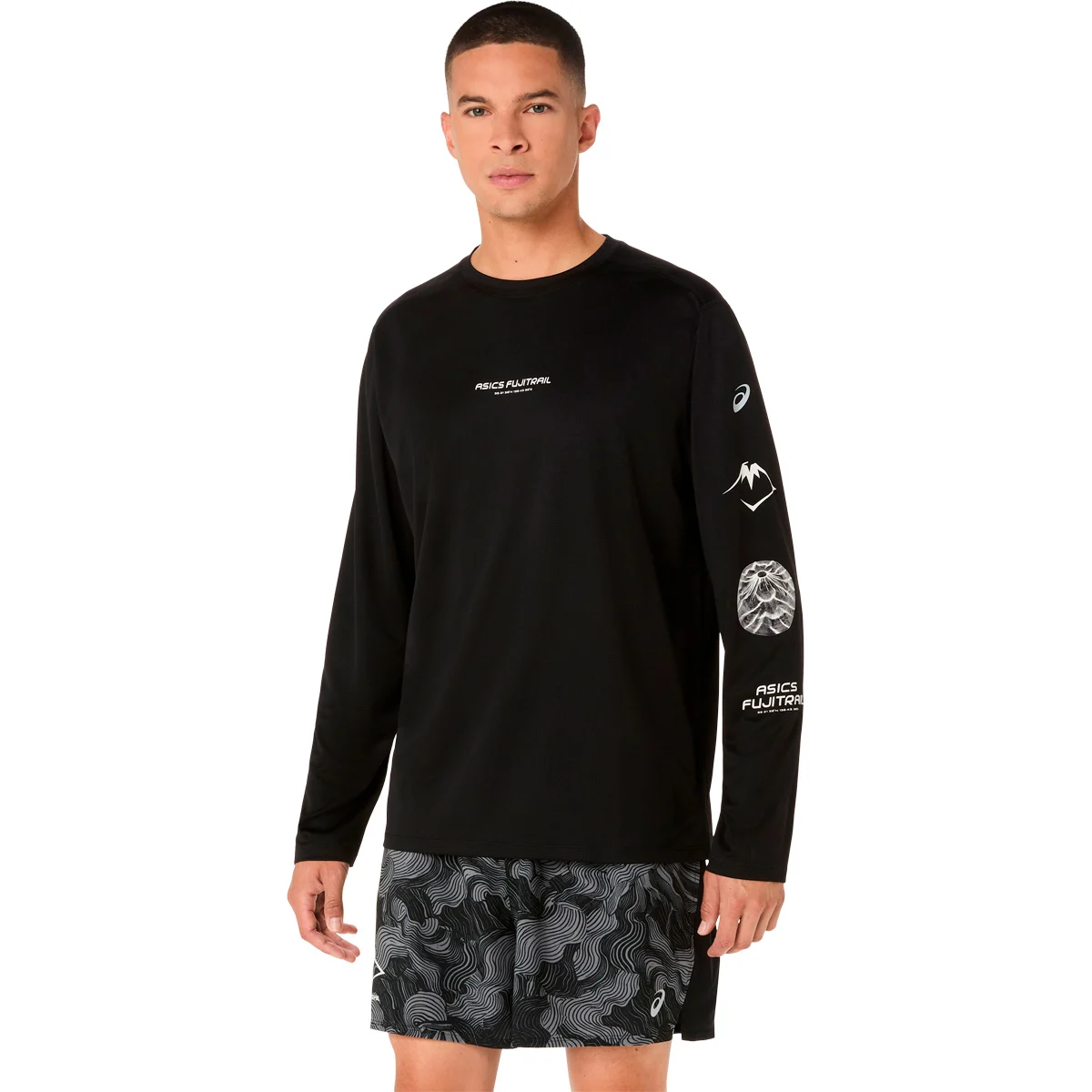 ASICS FUJITRAIL LOGO LS TOP PERFORMANCE BLACK/CARRIER GREY/COOL GREY  - Trail running T-shirt