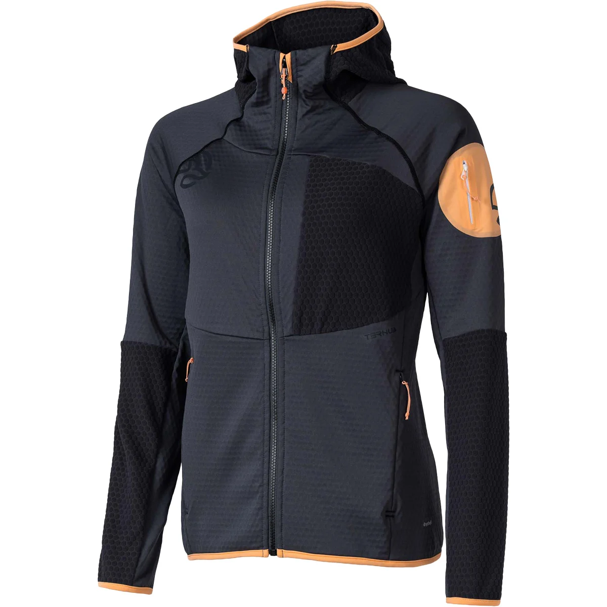 TERNUA RAGGER HOOD JKT W WHALES GREY/FLAME WASHED  - Hiking fleece jacket